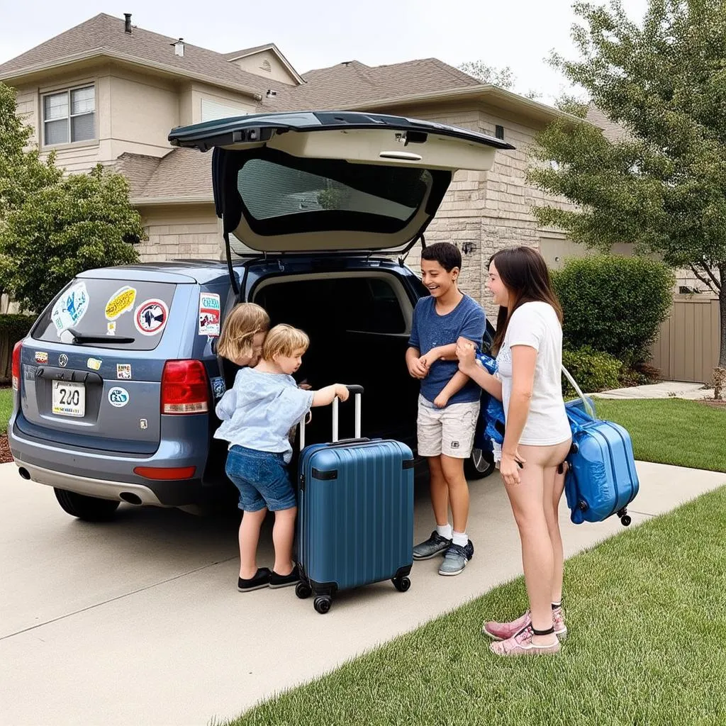 family packing car